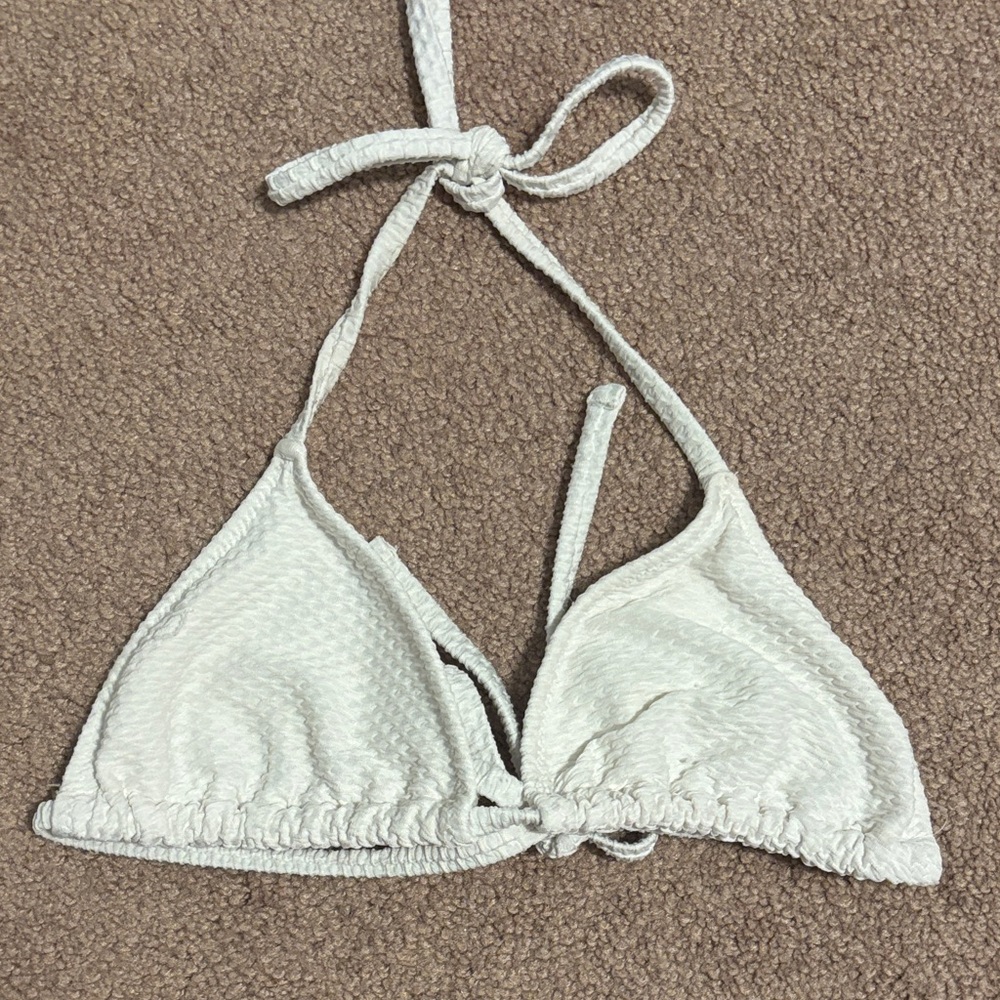 Aerie White Textured Bikini Top